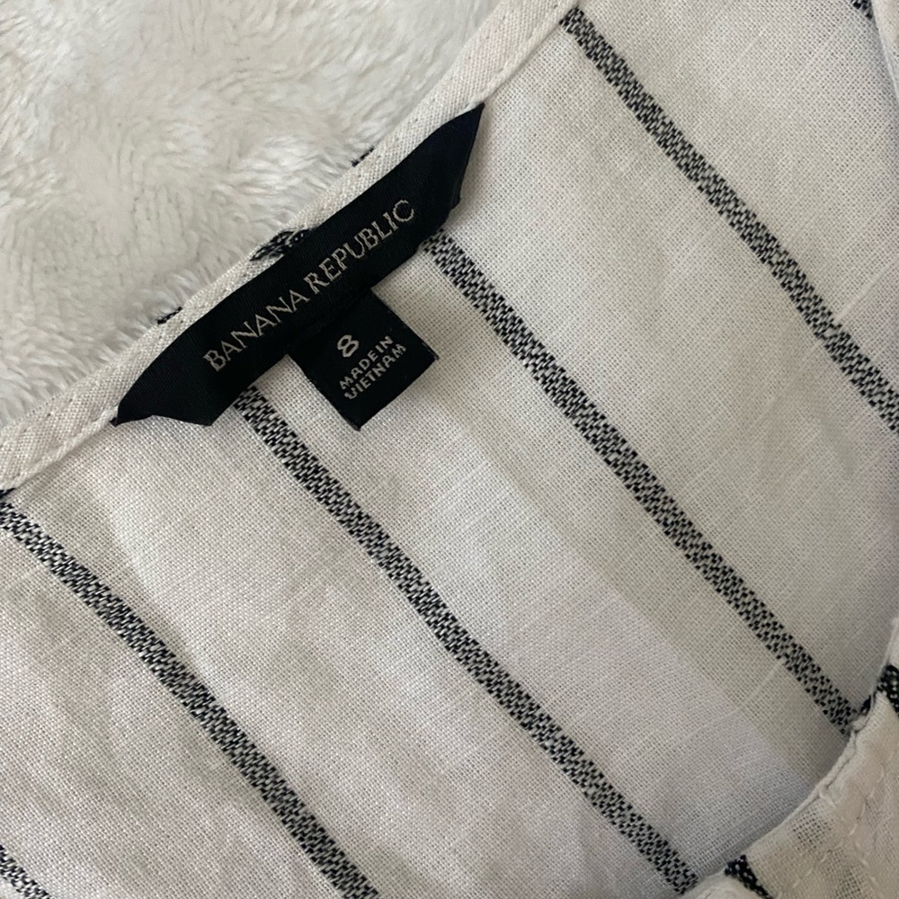 Banana Republic Striped Linen Blend Wide Leg Cropped Jumpsuit - Picture 9 of 14